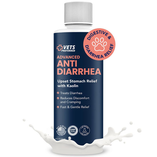 Picture of Vets Preferred Anti Diarrhea Liquid for Dogs - Dog Diarrhea Relief with Kaolin (8 oz.) | Once Every 12 Hours for Dog Diarrhea & Dog Gas Relief