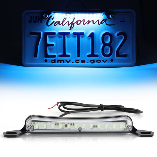 Picture of LivTee License Plate Light, Extremely Bright LED License Plate Lights Assembly for Trailer UTV ATV Truck RV Boat, Ice Blue