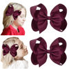 Picture of DEEKA 2 PCS 6" Big Hand-made Grosgrain Ribbon Solid Color Hair Bows Alligator Clips Hair Accessories for Little Teen Toddler Girls Kids Set of 2 -Burgundy