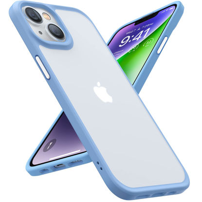 Picture of TORRAS Shockproof Designed for iPhone 14 Plus Case [Military Grade Drop Tested] Shockproof Protective Black Hard Back Slim Translucent Case for iPhone 14 Plus 6.7 Inch, Sky Blue-Guardian Series