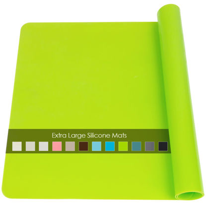 Picture of Extra Large Silicone Table Mat, Silicone Mat for Crafts Kids Dinner Placemat Desk Countertop Waterproof Protector Heat Insulation Kitchen Pastry Rolling Dough Pad Tool, Green (23.6x15.7 inches)
