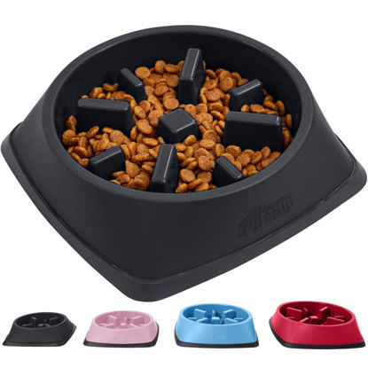 Picture of Gorilla Grip Slow Feeder Dog and Cat Bowls, Interactive Puzzle Toy for Dogs and Cats Food Training, Keeps Pets Busy and Prevents Puppy Overeating, Large, Small Breeds, 100% BPA Free, 2 Cup Black