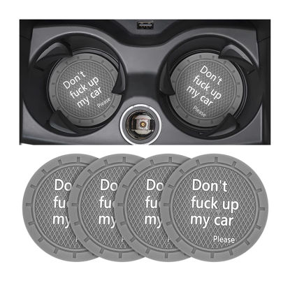 Picture of 8sanlione Car Cup Coaster, 4Pcs 2.75 Inch Auto Cup Holder Insert Coasters, Non-Slip Waterproof Embedded Drink Mat, Automotive Interior Accessories for Men and Women (D Gray/4PCS)