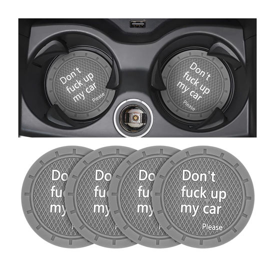 Picture of 8sanlione Car Cup Coaster, 4Pcs 2.75 Inch Auto Cup Holder Insert Coasters, Non-Slip Waterproof Embedded Drink Mat, Automotive Interior Accessories for Men and Women (D Gray/4PCS)