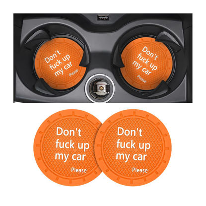 Picture of 8sanlione 2 Pack Car Cup Holder Coasters, 2.75 Inch Non-Slip PVC Insert Cup Coaster, Anti-Scratch Auto Cup Mats for Women Men, Vehicle Interior Accessories for Car, SUV, Truck (D Orange/2PCS)