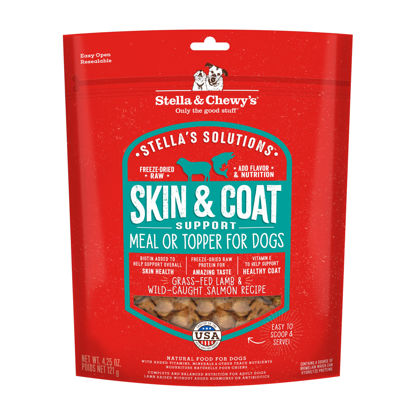 Picture of Stella & Chewy's - Stella’s Solutions Skin & Coat Boost - Grass-Fed Lamb & Wild-Caught Salmon Dinner Morsels - Freeze-Dried Raw, Protein Rich, Grain Free Dog Food - 4.25 oz Bag