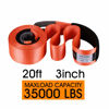 Picture of JCHL Recovery Tow Strap Heavy Duty Polyester Recovery Strap 3" x20ft 35000LBS (18TON) Rated Capacity Off Road Towing Rope, Reinforced Loops, Protective Sleeves, Storage Bag Emergency Towing Rope