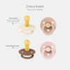 Picture of BIBS Colour Soother 4-Pack, BPA Free Dummy Pacifier, Round Nipple. Natural Rubber Latex, Made in Denmark, Size 1 (0-6 Months), Vanilla Mix
