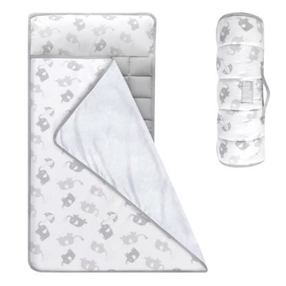 Picture of Moonsea Nap Mat for Toddlers Elephant with Pillow Blanket, Lightweight Perfect for Kids Preschool, Daycare, Travel Sleeping Bag Boys Girls, 21" x 50" Fit on a Standard Cot