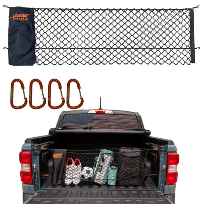 Picture of TacoNets Ford Maverick Envelope Style Truck Bed Cargo Net - Fits 2022-2024 - Upgraded 5mm Bungee - Free Storage Bag - Heavy Duty Carabiners - Designed in USA - 16" x 40"