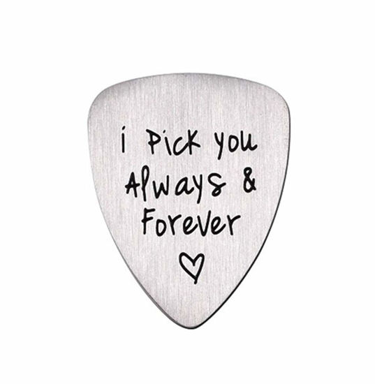 Picture of Gifts for Him Men, Unique Birthday Gift for Musician Husband Boyfriend Fiance Guitar Pick Jewelry Wedding Valentines Father's Day Christmas Gifts