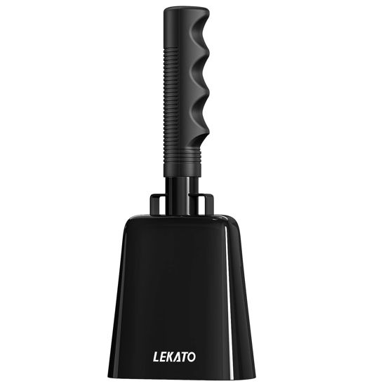 Picture of Cowbell Noise Makers with Handle, Cowbell for Sporting Events 8 Inch Cheering Steel Cow Bell for Football Games,Party, Concert, Graduation, School, Farm Ranch(Black)