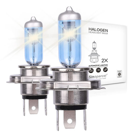 Picture of Sinoparcel H4/9003 Halogen Headlight Bulb High and Low Beam, 150% More Brightness Replacement for Standard 60W/55W Bulb,Pack of 2