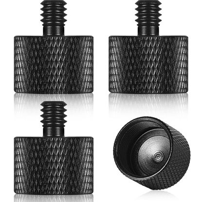 Picture of Frienda 4 Pieces Mic Stand Adapter 5/8 Female to 1/4 Male for Camera Mount Tripod Thread Conversion Connector Screw Adapter for Microphone Stand Mount(Black)