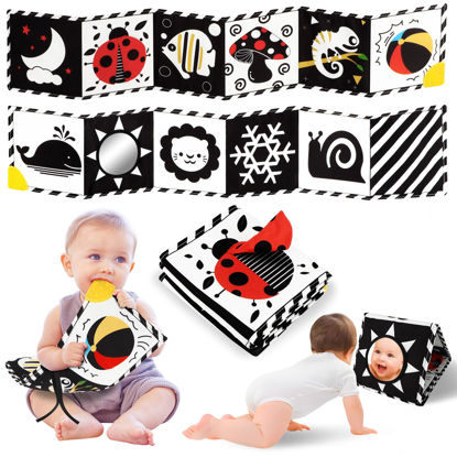 Picture of High Contrast Baby Toys, Black and White Newborn Toys for Brain Development, Soft Baby Books, Infant Sensory Toys 0-6-12 Months, Tummy Time Toys, Visual Stimulation Montessori Toy Gift