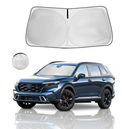 Picture of Windshield Sun Shade Window Sunshade for 2023-2024 Honda CR-V CRV SUV, LX, EX, EX-L, Sport Hybrid, Touring Accessories Foldable SUV Sun Visor Protector Retractable Shade Blocks UV Rays