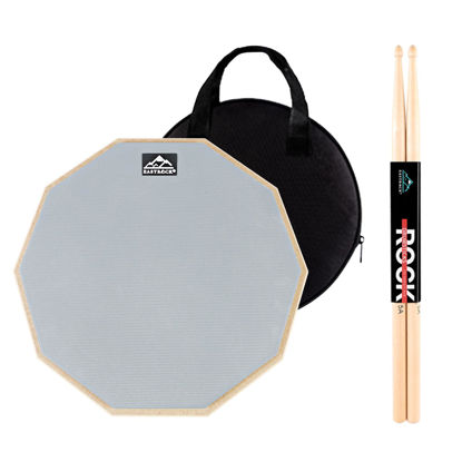 Picture of EASTROCK Practice Drum Pad, 11.6 Inches Double Sided Silent Drum Pad, Rubber Dumb Drum with Drumsticks and Storage Bag for Beginners,Gray