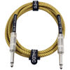 Picture of GLS Audio Instrument Cable - 1/4 Inch TS to 1/4 Inch Instrument Cable for Bass/Electric Guitar- Brown/Yellow Braided Tweed, 10ft