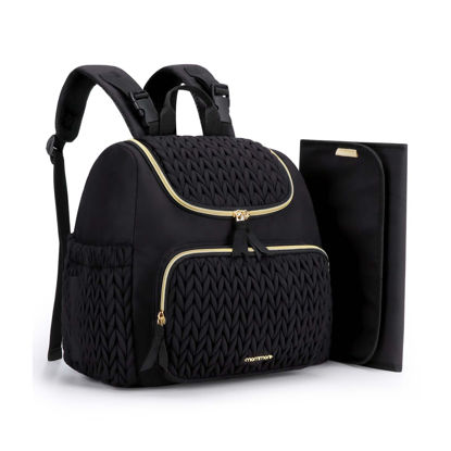 Picture of mommore Diaper Bag Small Diaper Backpack Stylish Baby Backpacks Travel Mini Maternity Bags with Insulated Pockets, Changing Pad, Stroller Straps