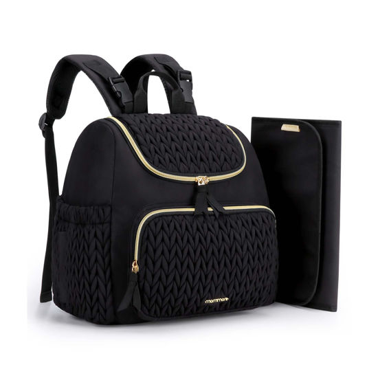 Picture of mommore Diaper Bag Small Diaper Backpack Stylish Baby Backpacks Travel Mini Maternity Bags with Insulated Pockets, Changing Pad, Stroller Straps