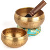 Picture of Relaehih 2-Pack Tibetan Singing Bowls Set - 100% Handmade in Nepal, Sound Bowl Meditation Set for Yoga, Chakra Healing, Meditation Gifts, Unique Gifts for Women (Blue, 3.15 + 4 inch)