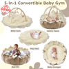 Picture of 5-in-1 Thick & Plush Baby Play Gym, Baby Play Mats for Floor, Tummy Time Mat with 6 Toys, Cat Bed, Dog Bed, Convertible Stage-Based Developmental from Baby to Toddler, Ball Pit, Pet Cushion, Cream