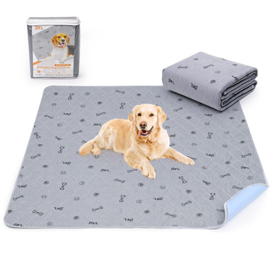 Picture of Dog Pee Pad Washable 65x48 Large, Fast Absorption Reusable Puppy Pads, Waterproof Pet Training Pads,Non-Slip Bone Print Whelping Pad for Dog Playpen, Incontinence, Housebreaking