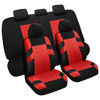 Picture of VarCozy Car Seat Covers Full Set, Front Seat Covers and Split Rear Bench Seat Covers for Car, Universal Cloth Seat Covers for SUV, Sedan, Van, Automotive Interior Covers, Airbag Compatible, Black&Red