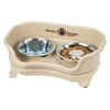 Picture of Neater Feeder - Express Model w/Slow Feed Bowl - Mess-Proof Dog Bowls (Small, Almond) Made in USA - Elevated, No Spill, Non-Tip, Non-Slip, Raised Stainless Steel Food/Water Pet Bowls Aid Digestion