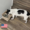 Picture of Neater Feeder - Express Model w/Slow Feed Bowl - Mess-Proof Dog Bowls (Small, Almond) Made in USA - Elevated, No Spill, Non-Tip, Non-Slip, Raised Stainless Steel Food/Water Pet Bowls Aid Digestion