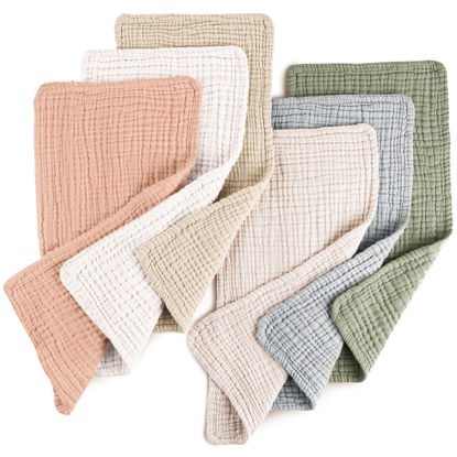 Picture of Konssy Muslin Baby Burp Cloths Sets for Unisex- 6 Pack Large 100% Cotton Burping Clothes for Newborn，Baby Girls and Boys