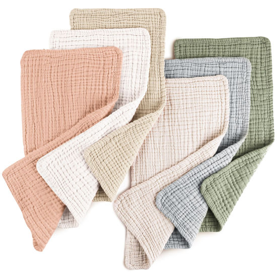 Picture of Konssy Muslin Baby Burp Cloths Sets for Unisex- 6 Pack Large 100% Cotton Burping Clothes for Newborn，Baby Girls and Boys