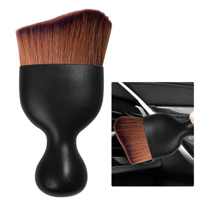Picture of Ziciner Car Detailing Brush, Curved Soft Bristles Auto Removal Dust Collectors, Universal Vehicle Dashboard, Air Conditioner Vents etc Interior Cleaning Tool Accessories (Dark Brown)