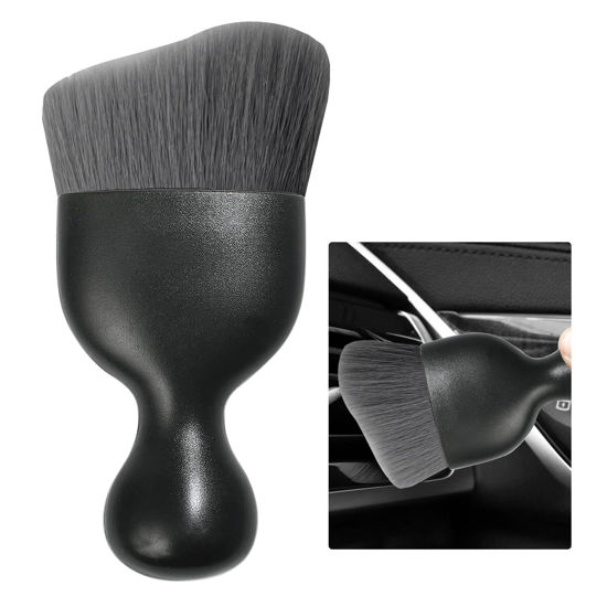 Picture of Ziciner Car Detailing Brush, Curved Soft Bristles Auto Removal Dust Collectors, Universal Vehicle Dashboard, Air Conditioner Vents etc Interior Cleaning Tool Accessories (Gray)