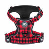 Picture of PoyPet No Pull Dog Harness, [Release at Neck] Reflective Adjustable No Choke Pet Vest with Front & Back 2 Leash Attachments, Soft Control Training Handle, Plaid(Checkered Red, XS)