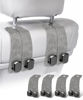 Picture of VETERBONE Car Purse Holder Hook, 4PCS Car Hooks for Headrest Luxurious Leather 100% Metal Car Hangers for Seat Multifunctional Car Bag Hook Car Seat Back Storage Hook Accessories (Grey)