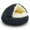 Picture of ShinHye Cat Bed Round Plush Fluffy Hooded Cat Bed Cave, Cozy for Indoor Cats or Small Dog beds, Soothing Pet Beds Doughnut Calm Anti-nxiety Dog Bed - Waterproof Bottom Washable (23×23inch, Dark Grey)