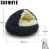 Picture of ShinHye Cat Bed Round Plush Fluffy Hooded Cat Bed Cave, Cozy for Indoor Cats or Small Dog beds, Soothing Pet Beds Doughnut Calm Anti-nxiety Dog Bed - Waterproof Bottom Washable (23×23inch, Dark Grey)