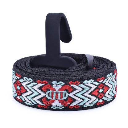 Picture of CLOUDMUSIC Colorful Hawaiian Jacquard Woven J Hook Clip On Ukulele Strap Ukulele Belt For Soprano Concert Tenor Ukulele(Ethnic Red)