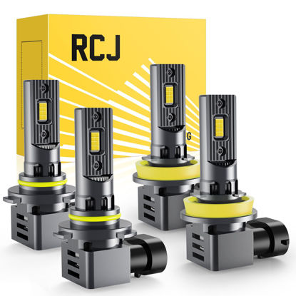 Picture of RCJ H11 9005 Light Bulbs Combo, 9005/HB3 H11/H9/H8 Bulbs 200W 60000LM Super Bright 6000K Cool White Fog Lights, Plug and Play, Pack of 4