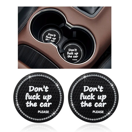 Picture of Ziciner 2 Pack Bling Car Cup Holder Coaster, 2.75 Inch Anti-Slip Auto Insert Cup Coaster, Crystal Car Drink Cup Mat Perfect for Women Girls, Universal Interior Decor Accessories (Black)