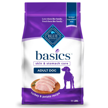 Picture of Blue Buffalo Basics Adult Dry Dog Food, Skin & Stomach Care, Limited Ingredient Diet for Dogs, Turkey Recipe, 11-lb. Bag