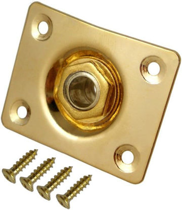 Picture of Square Metal 1/4 Output Jack Plate Input Jack Socket for Electric Guitar Bass (Gold)