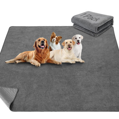 Picture of LOOBANI Non-Slip Washable Pee Pad for Dogs, 1 Pack Extra Large Reusable Dog Mat for Floor, Fast Absorbent Pet Whelping Pads, Puppy Playpen Mat for Incontinence, Housebreaking, Crate, 82x102in,Gray