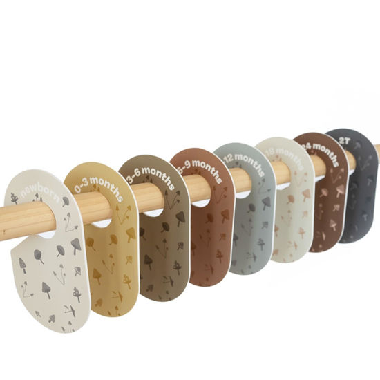Picture of 3 Sprouts Baby & Toddler Hanger Closet Dividers Set of 8 - Durable Baby Clothes Organizer, Nursery Closet Organization for Baby Clothing by Size or Age from Infant to Toddler Boy & Girl - Mushroom