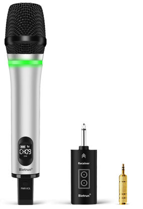 Picture of Bietrun Wireless Microphone Rechargeable, 168FT Range Bluetooth Microphone Wireless (Work 7 hrs) with 1/4'' Output, UHF Metal Handheld Dynamic Mic for Karaoke Machine/PA System/Speaker/Church/Wedding