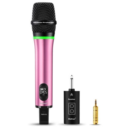 Picture of Bietrun Wireless Microphone Rechargeable, 168FT Range Bluetooth Microphone Wireless (Work 7 hrs) with 1/4'' Output, UHF Metal Handheld Dynamic Mic for Karaoke Machine/PA System/Speaker/Church/Wedding