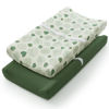 Picture of Blissful Diary Muslin Changing Pad Cover for Girls Boys, Ultra Soft Breathable Cotton, Baby Diaper Change Table Pad Covers, 2Pack (Monstera Leaves&Dark Green)