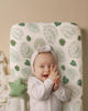 Picture of Blissful Diary Muslin Changing Pad Cover for Girls Boys, Ultra Soft Breathable Cotton, Baby Diaper Change Table Pad Covers, 2Pack (Monstera Leaves&Dark Green)