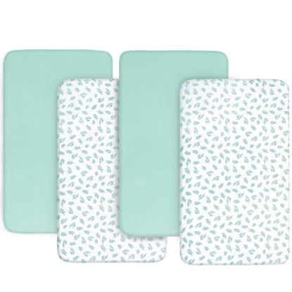 Picture of 4-Pack Fitted Bassinet Sheets for Boys and Girls - Breathable, Soft Microfiber Baby Bassinet Sheet Universal Fit for Most Rectangle, Oval, Hourglass Bassinet Mattress
